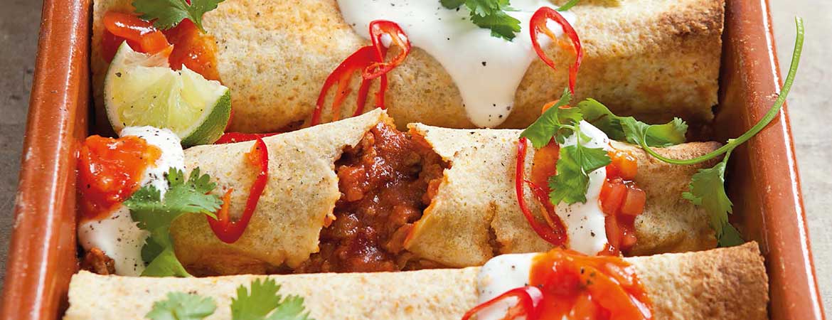 Enchilada’s met gehakt en kidneybonen