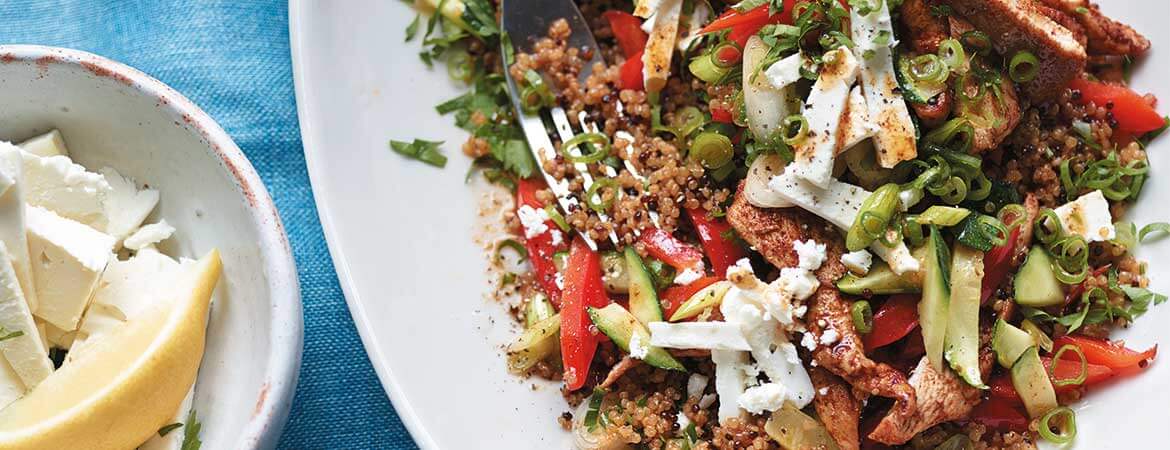 Roerbakschotel met kip en quinoa