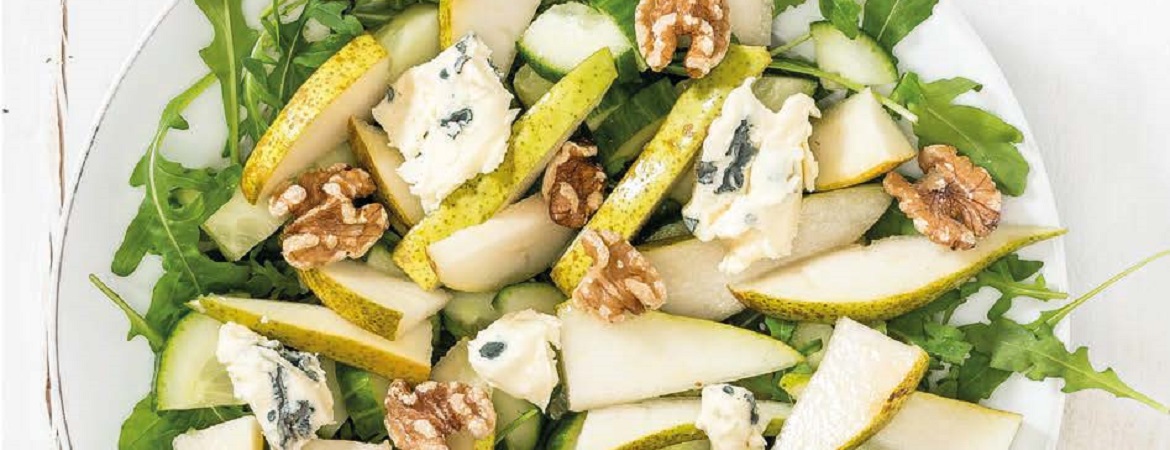 Rucola met peer en blauwe kaas