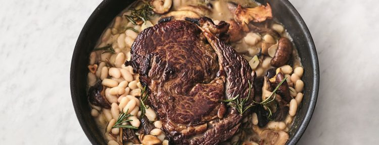 Ribeye met paddenstoelen en witte bonen (Jamie Oliver) - Gezond aan tafel - recept