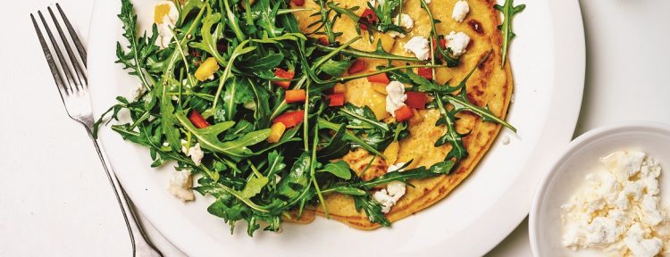 Boekweitmeel pannenkoeken met zoete aardappel & geitenkaas - Gezond aan tafel - recept