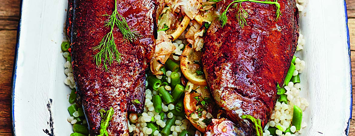 Kruidige forel met couscous en sperziebonen - Gezond aan tafel - recept