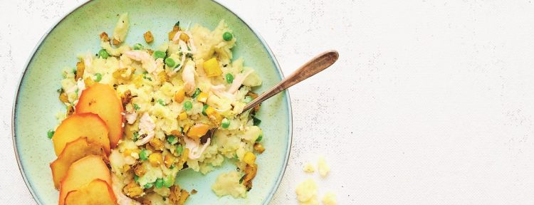 Doperwtenstamppot met kip & appel - Gezond aan tafel - recept